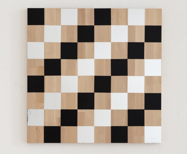 Karl Holmqvist Untitled Checkerboard Painting Black and Silver  - Karl Holmqvist