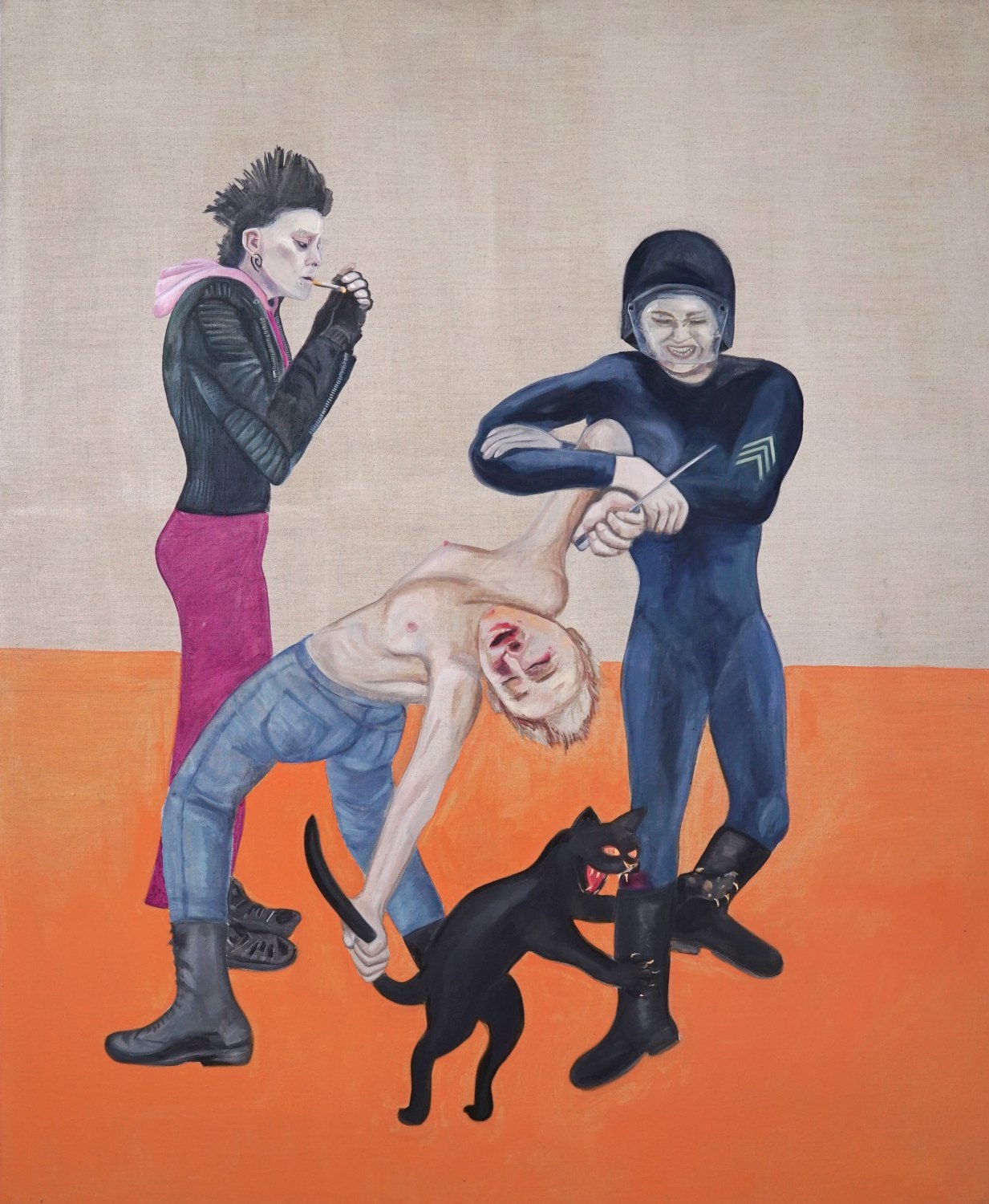 Jill Mulleady, Riot on the holloway, 2018 Oil on linen, 165 x 126 cm 