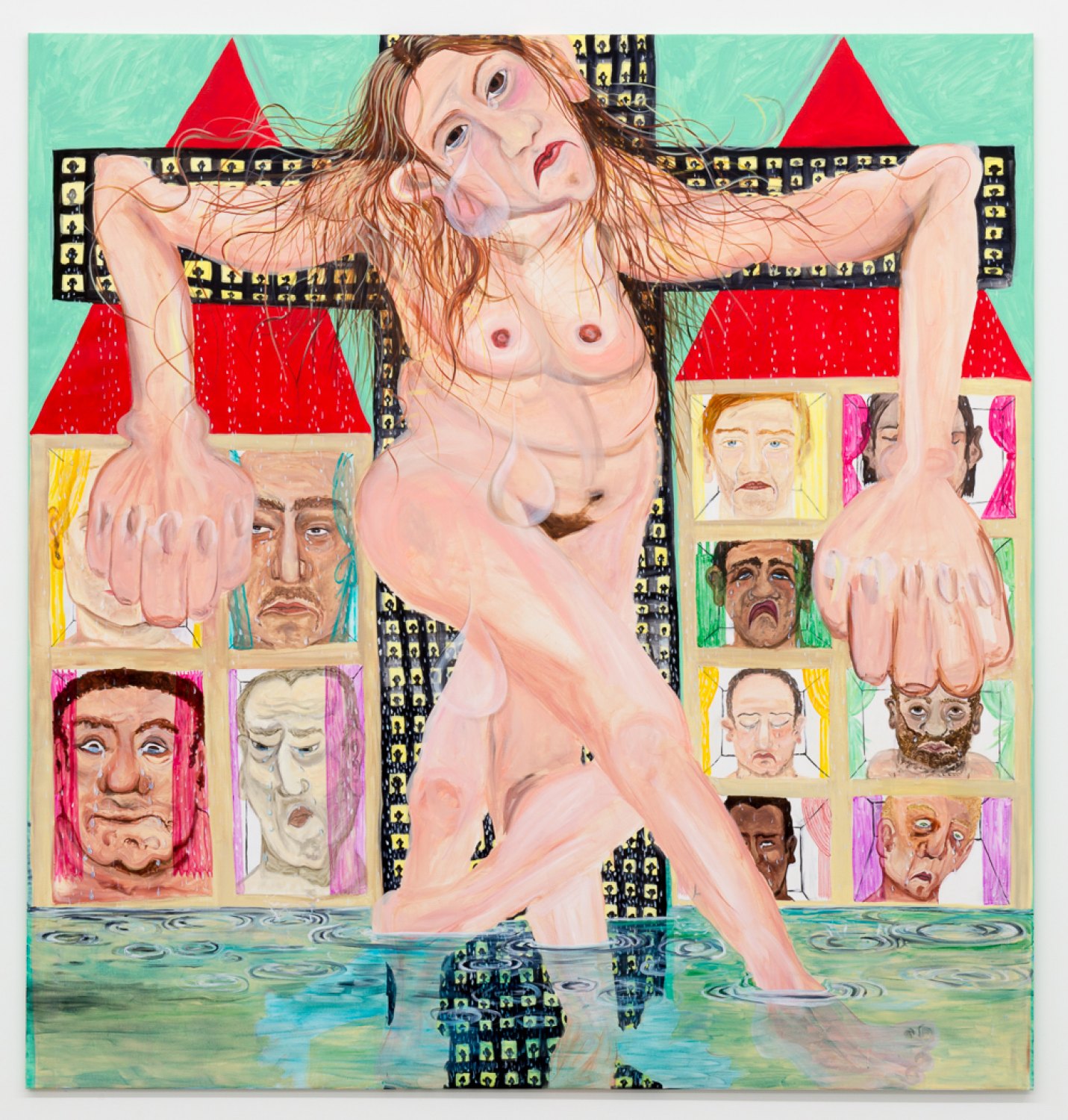 Jana Euler, Female Jesus crying in public, 2015 Oil on canvas, 210 x 220 cm