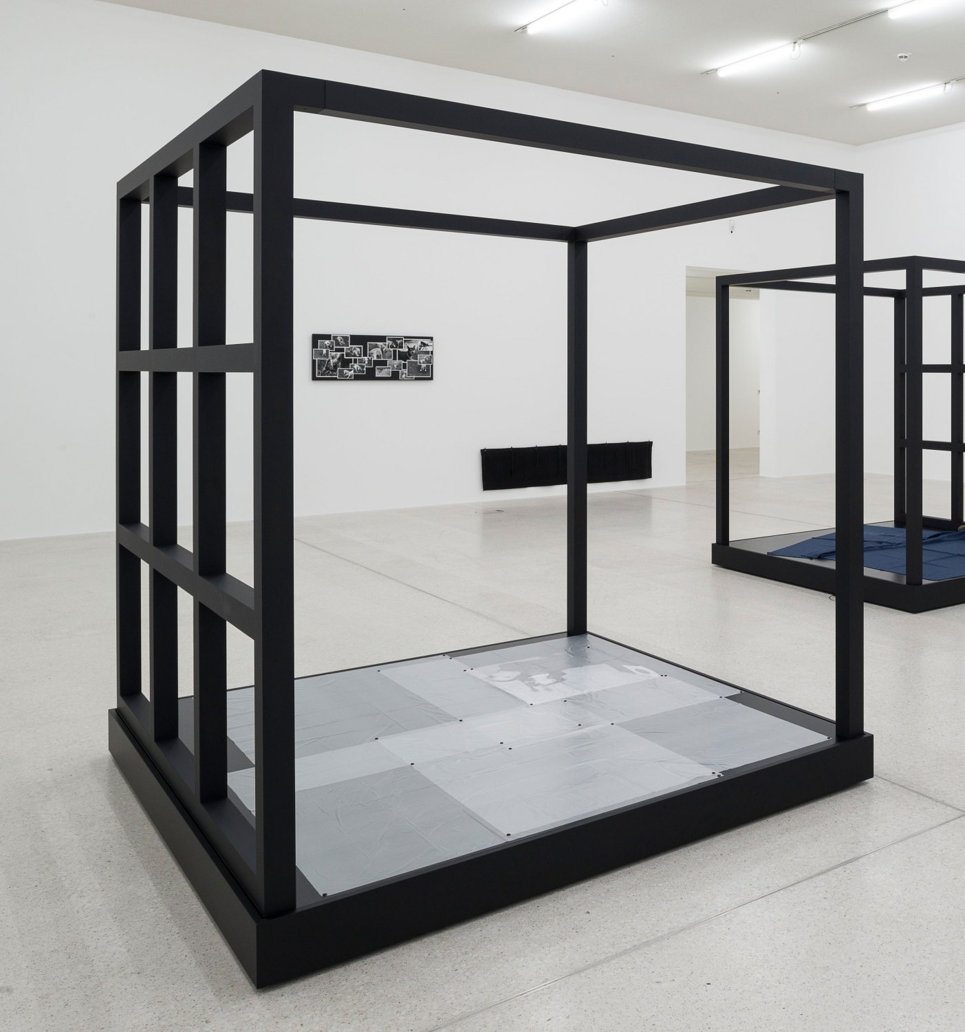 Tom Burr Hoover Himself, 2017 Powder coated aluminium, painted plywood, transparent foil, black upholstery tacks, direct-to-surface-print, 200 x 200 x 213 cm 