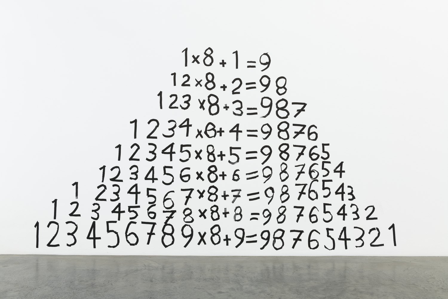 Karl Holmqvist Untitled (1x8+1=9 Walldrawing), 2021 Magic marker on wall dimensions variable