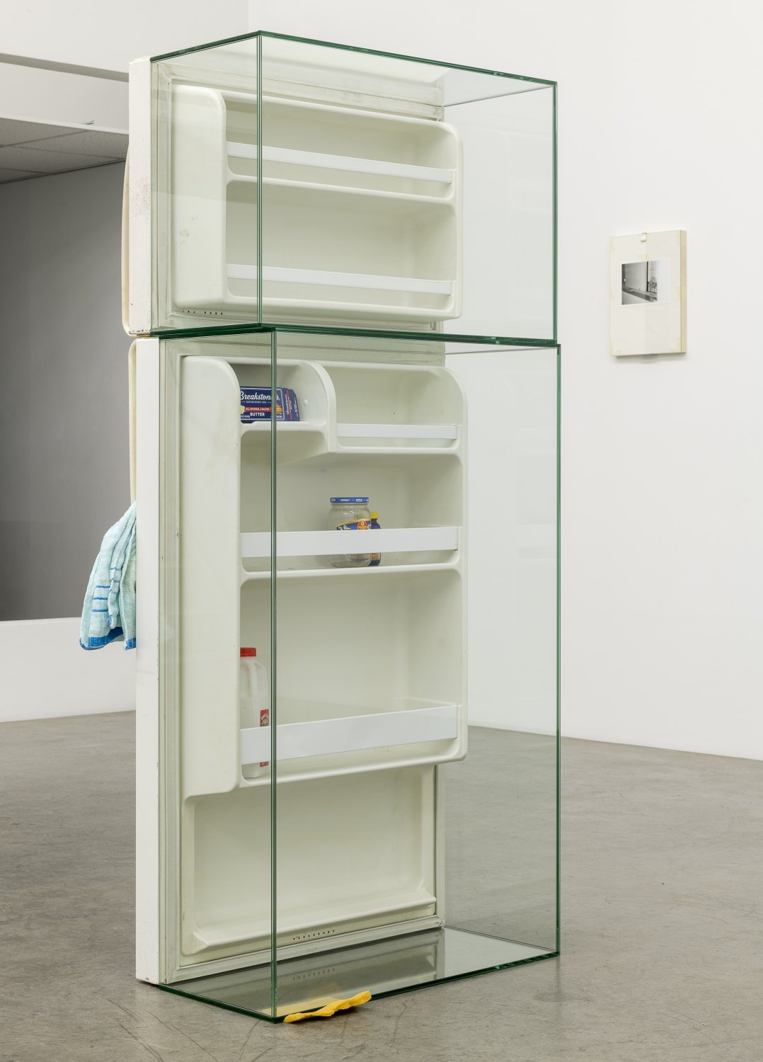 Win McCarthy Empty Volume, 2019 Fridge door, glass, cast butter, food containers 167.7 x 73.7 x 48.3 cm