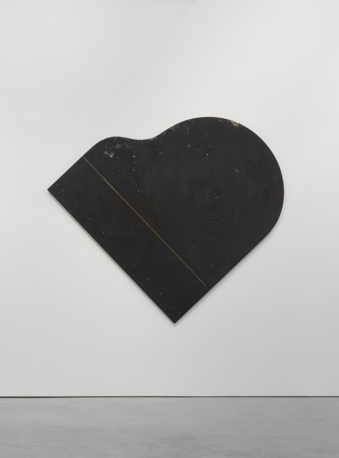 SoiL Thornton Whose Authorship In Living Denied Expression, 2019 non drying anti-climb paint on baby grand piano lid 170 x 195 x 2 cm