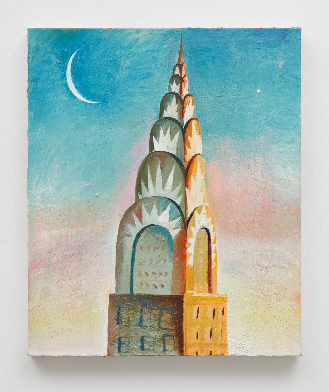 Louis Fratino Chrysler Building, Moon, 2019 Oil on canvas 61 x 51 cm