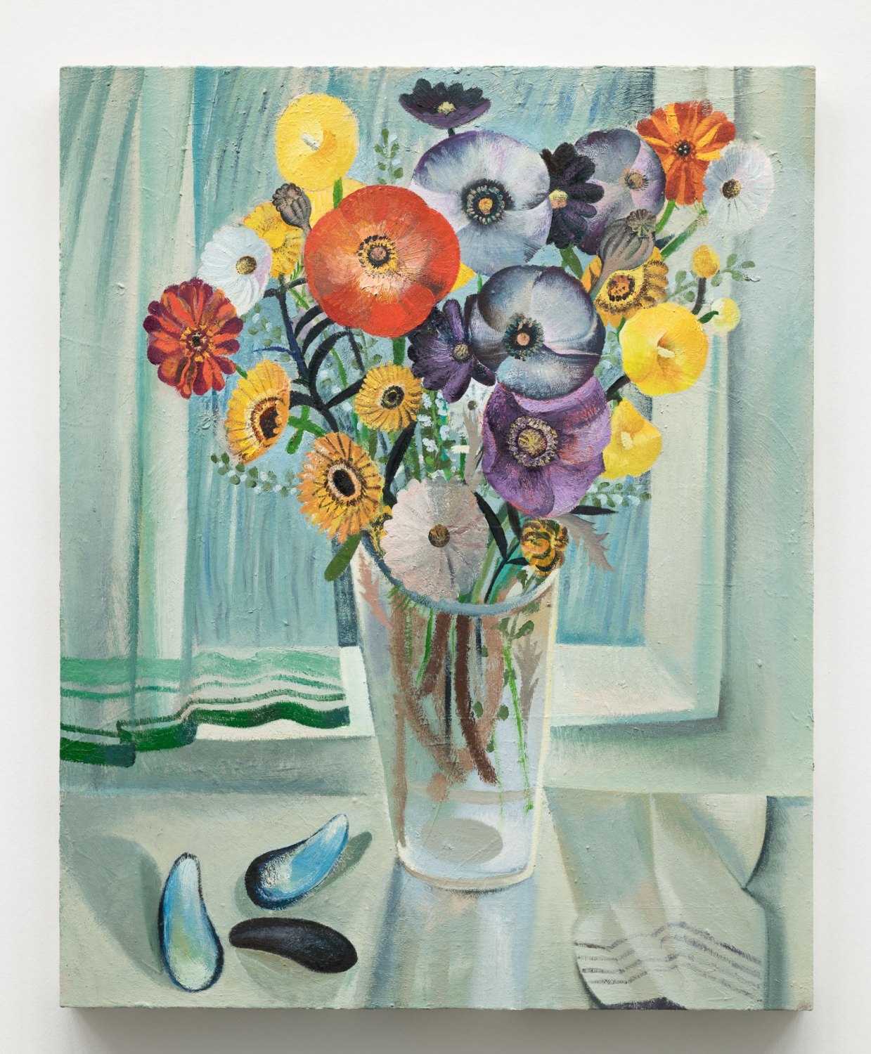 Louis Fratino Summer flowers and mussels, 2022 Oil on canvas 101.5 x 81 cm