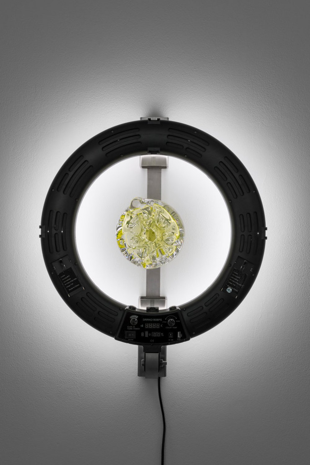 Yngve Holen  Trypophobia, 2021 Ring light, uranium glass, steel, silicone, 53 x 45 x 14  