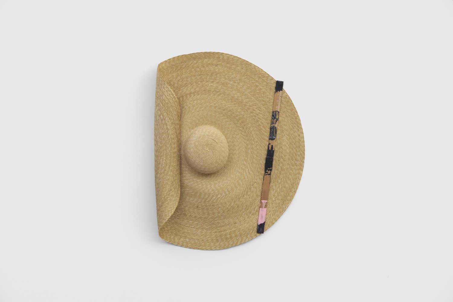 SoiL Thornton Beginning Similarities For Sensorial Labor, Nerves aside, The Same, 2019 wooden paint stick on straw hat 81 x 60 x 11 cm 