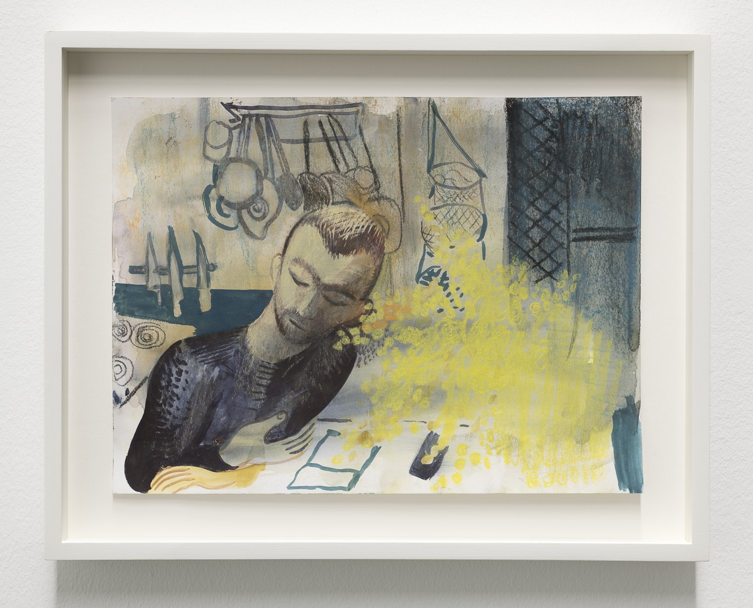 Louis Fratino Study Mimosa, San Cosimato 1, 2022 Watercolor and chalk pastel 23 x 30.5 cm