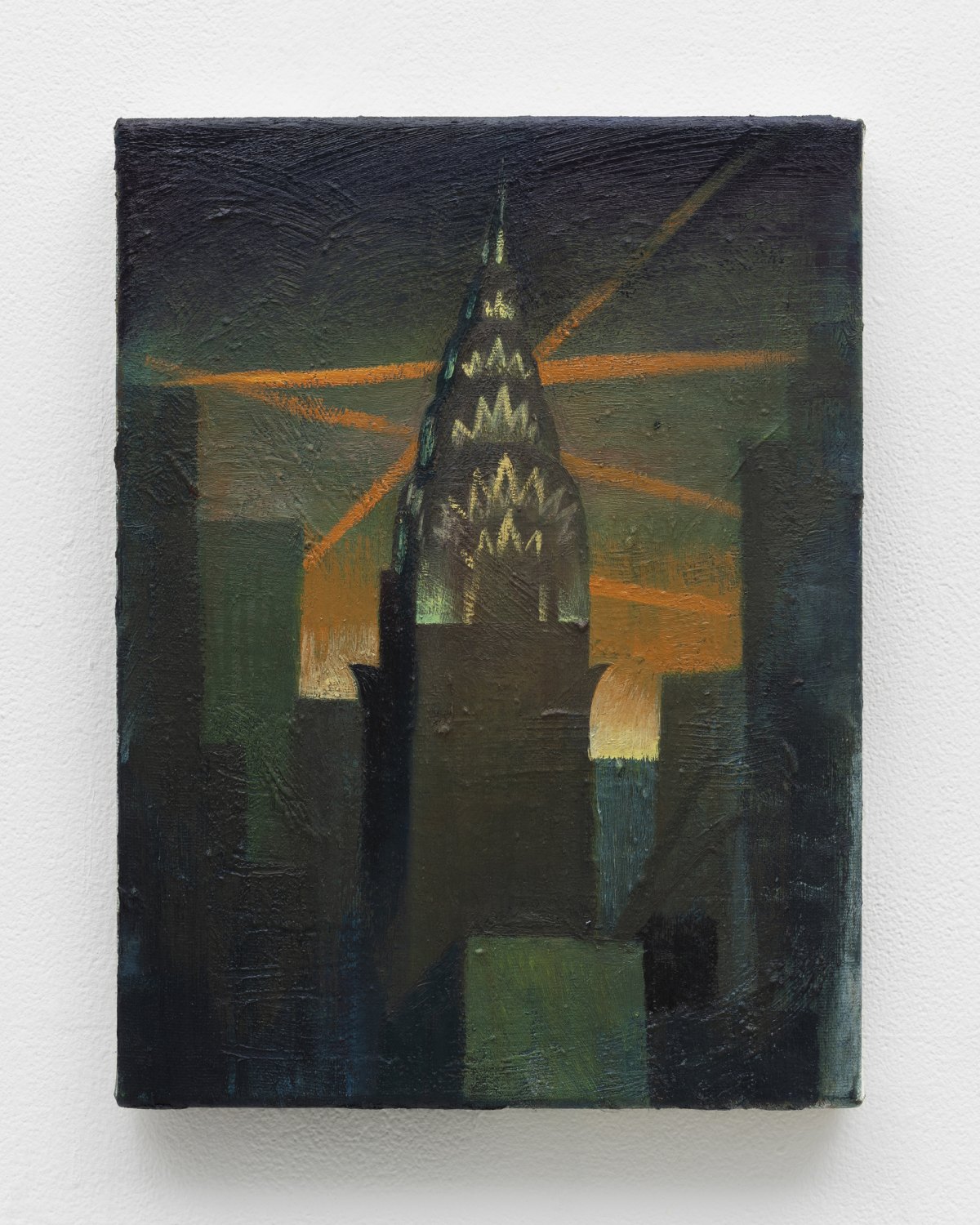 Louis Fratino Contrails, Chrysler Building, 2022 Oil on canvas 30.5 x 23 cm