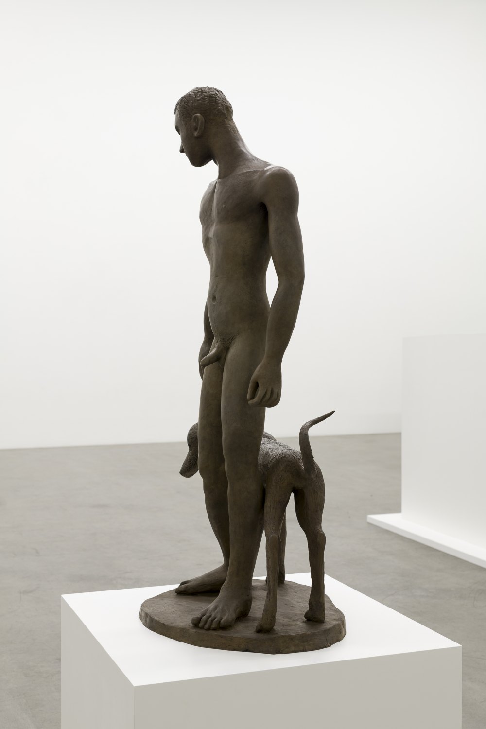 Man and dog, 2025 bronze with patina 102 x 62 x 38 cm