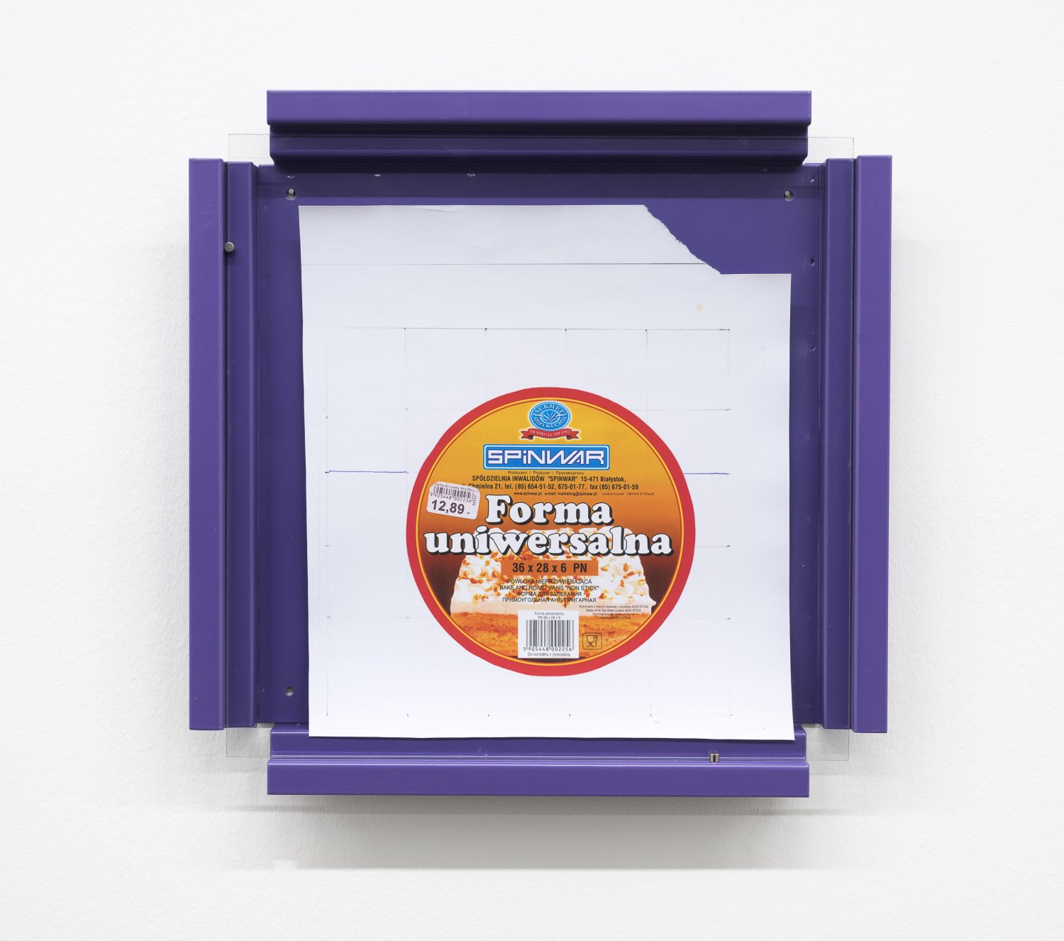 Manfred Pernice Cassette #54, 2016 Steel, paint, paper, magnets, glass 43 x 43 x 4 cm