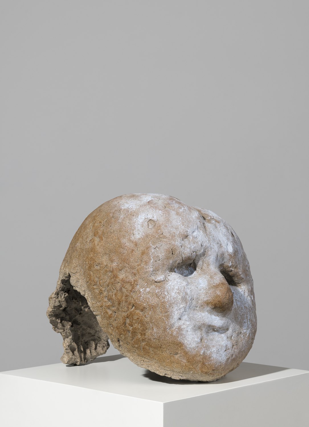 Grant Falardeau Heart Face, 2023 high-fire ceramic, chalk pastel 32.5 x 32.5 x 37 cm