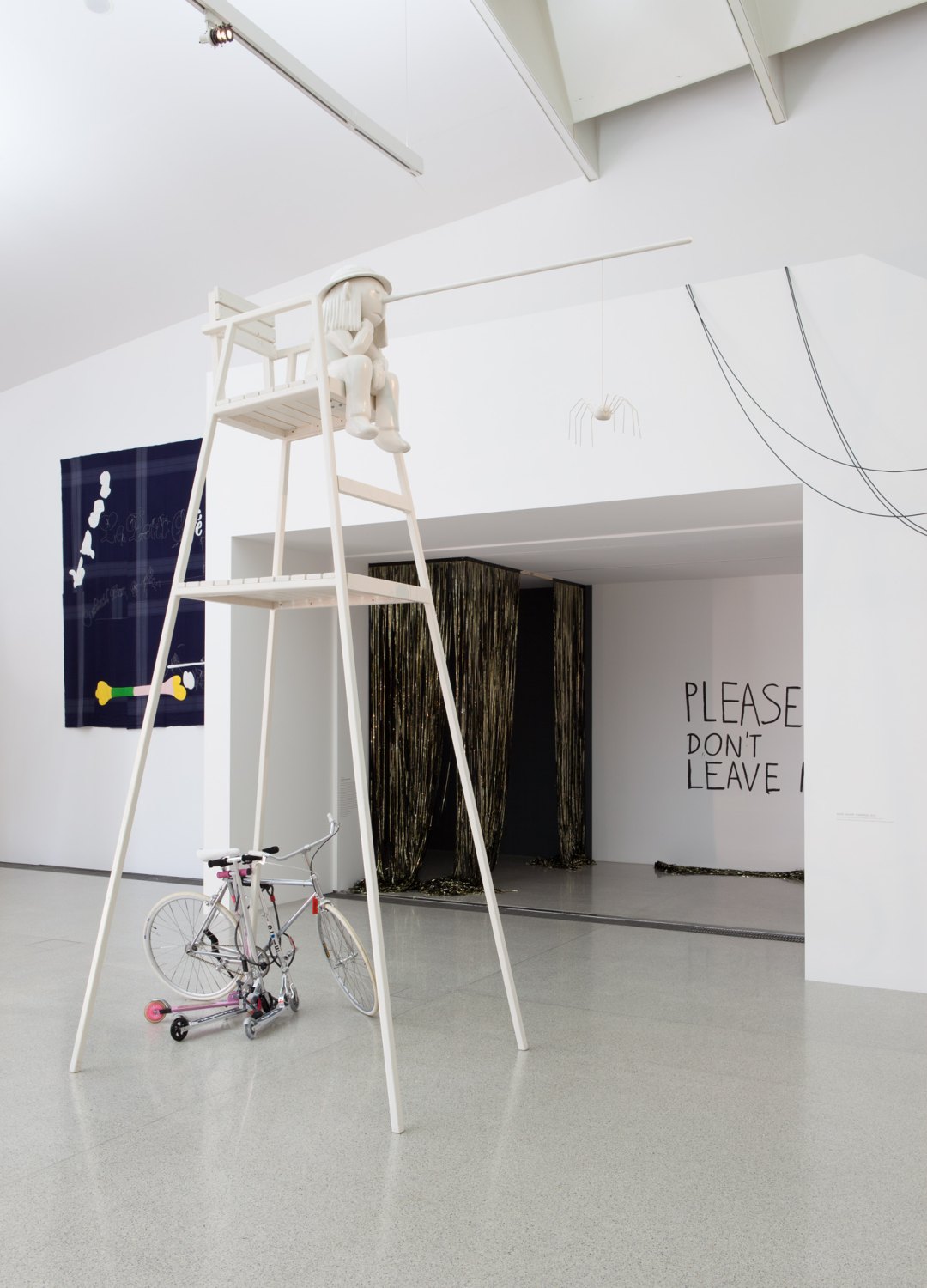 Cosima von BoninHIPPIES USE SIDE DOOR. DAS JAHR 2014 HAT EIN RAD ABInstallation view,, Mumok, Vienna, 2014