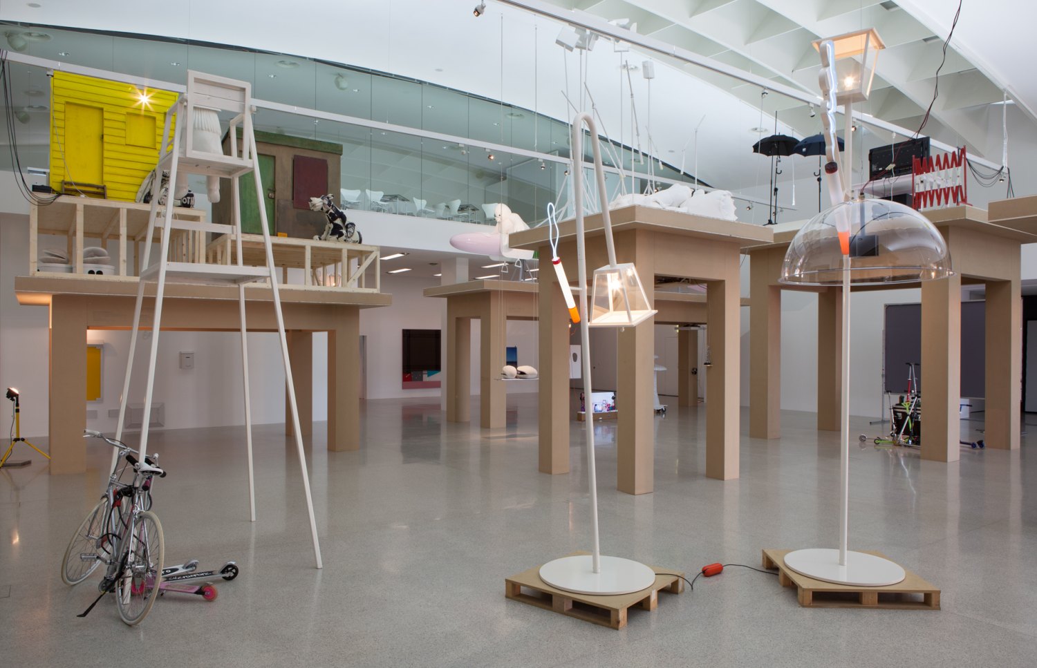 Cosima von BoninHIPPIES USE SIDE DOOR. DAS JAHR 2014 HAT EIN RAD ABInstallation view,, Mumok, Vienna, 2014
