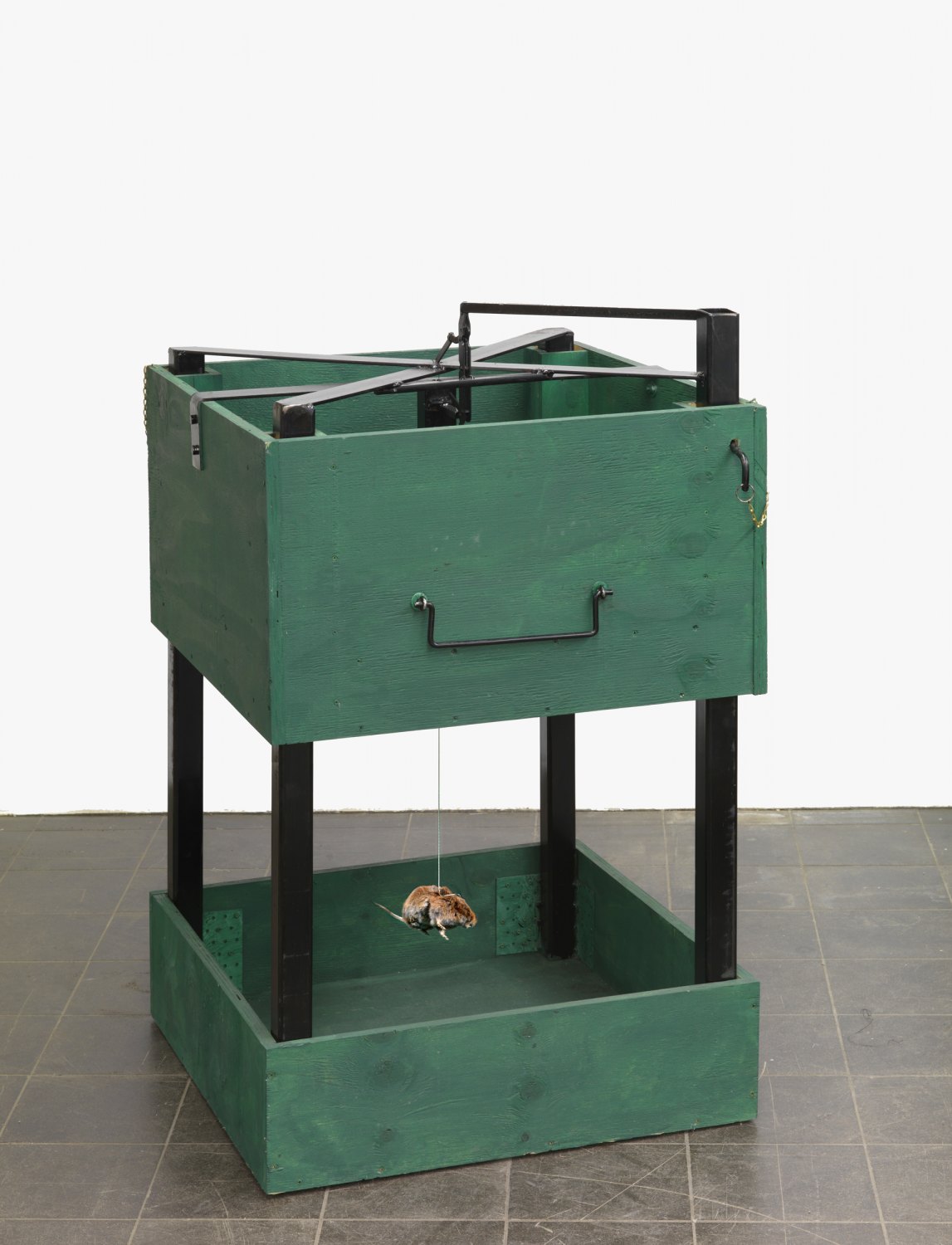 Andreas Slominski   Ohne Titel, 2008    Metail, mouse, wire, wood,  115 × 80 × 74 cm   