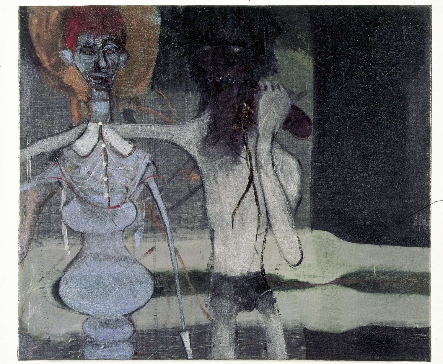 Kai Althoff Freunde, wie ihr sie nie kennen werdet, zu Eurem Schaden, 2002 Metallic fabric paint, spar varnish, varnish on canvas, 60 × 70 × 4.5 cm