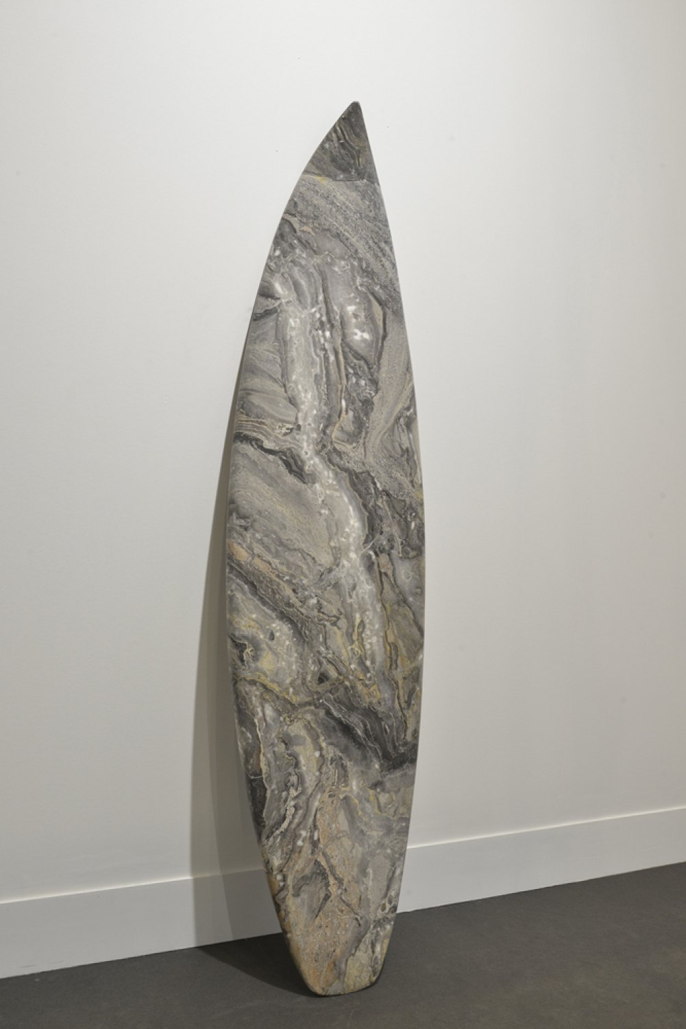 Reena Spaulings Mollusk (Grigio Orobico), 2014 Marble, 199 × 51 × 4 cm